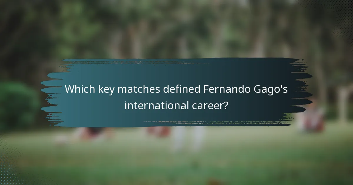 Which key matches defined Fernando Gago's international career?